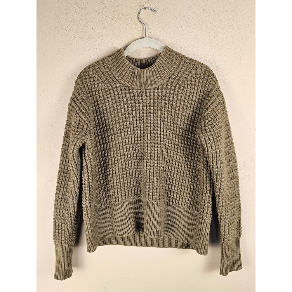 Everlane Womens Olive Green Wool Cashmere Mock Neck Pullover Sweater Small